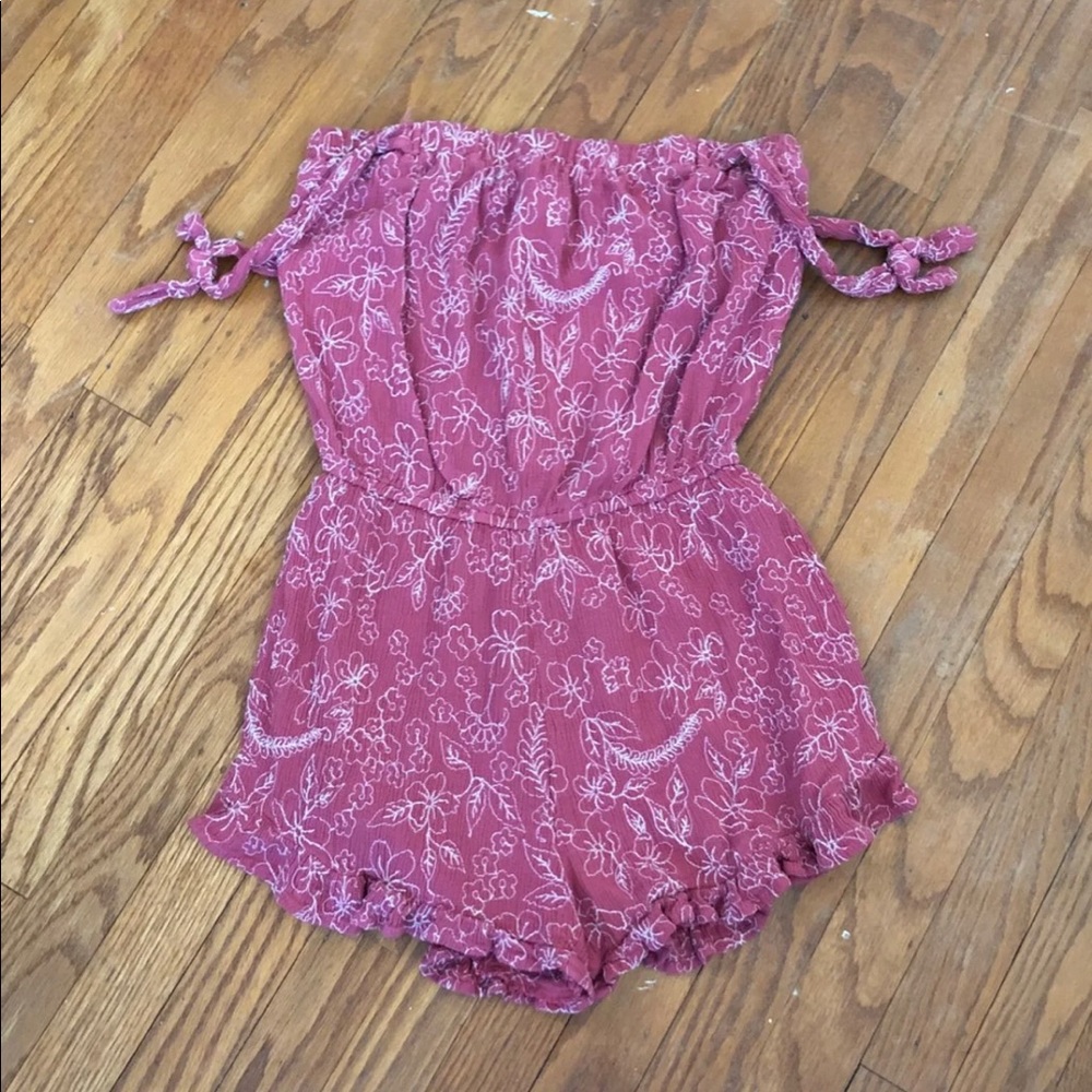 strapless floral romper